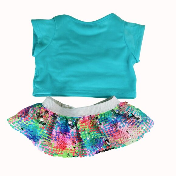 Build-A-Bear Workshop Pandacorn Panda Unicorn Plush Outfit With Sequin Skirt - Picture 2 of 4